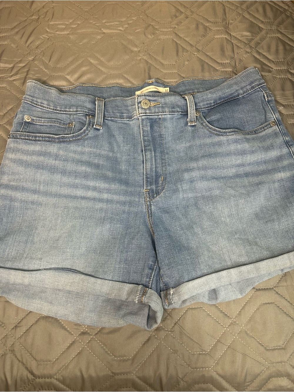 Levi's Light Blue Rolled-Hem Denim Shorts